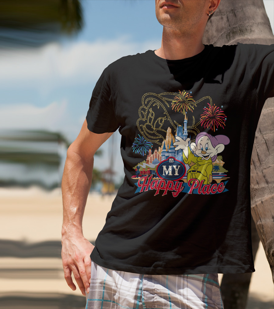 My Happy Place Dopey Fireworks Disney Castle T-Shirt