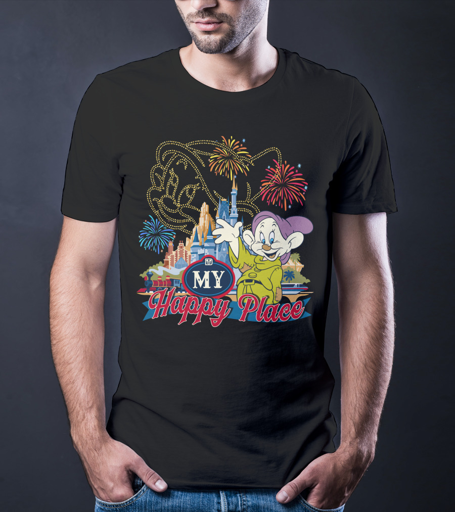 My Happy Place Dopey Fireworks Disney Castle T-Shirt