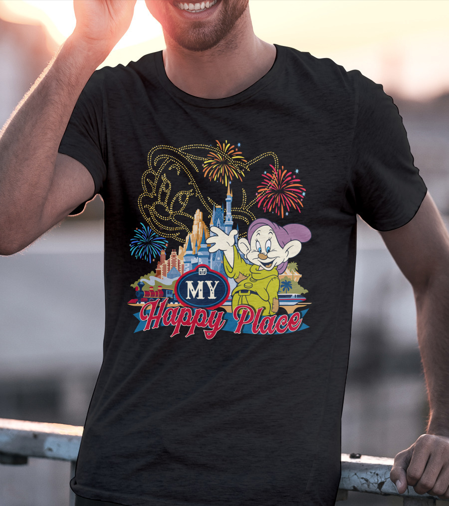 My Happy Place Dopey Fireworks Disney Castle T-Shirt