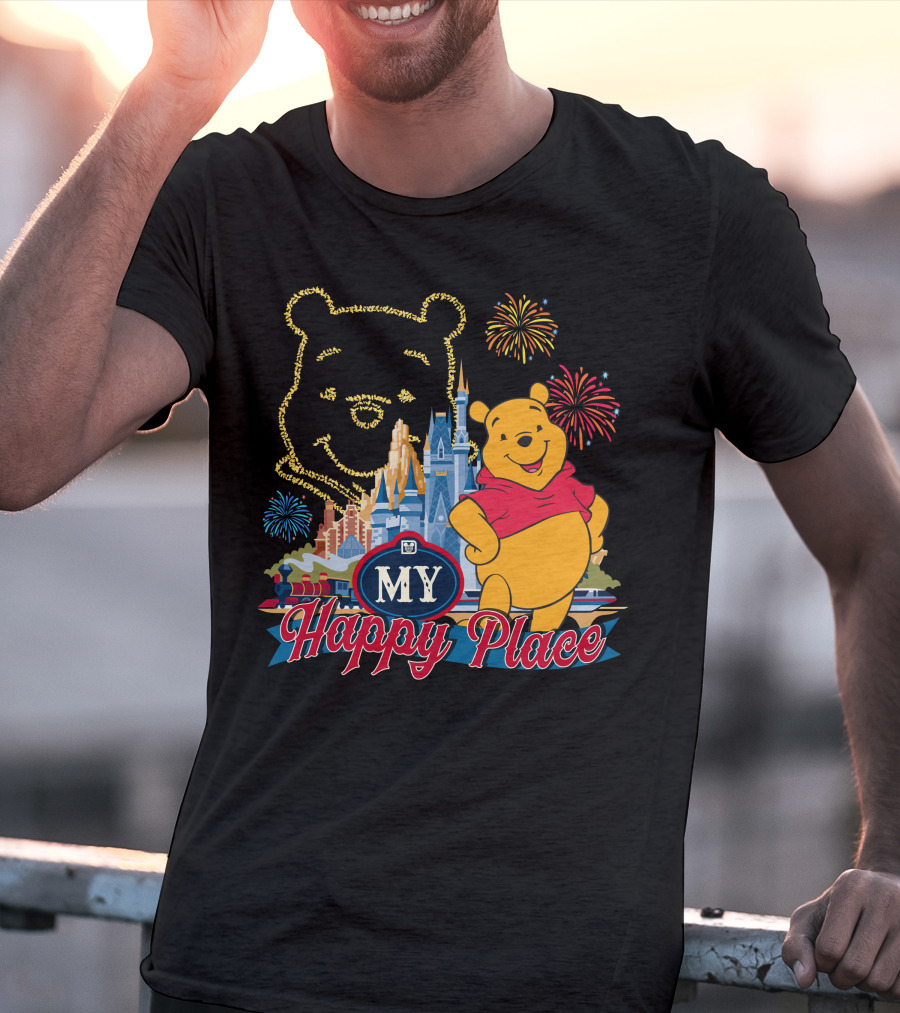 My Happy Place Pooh Fireworks Magic Kingdom T-Shirt