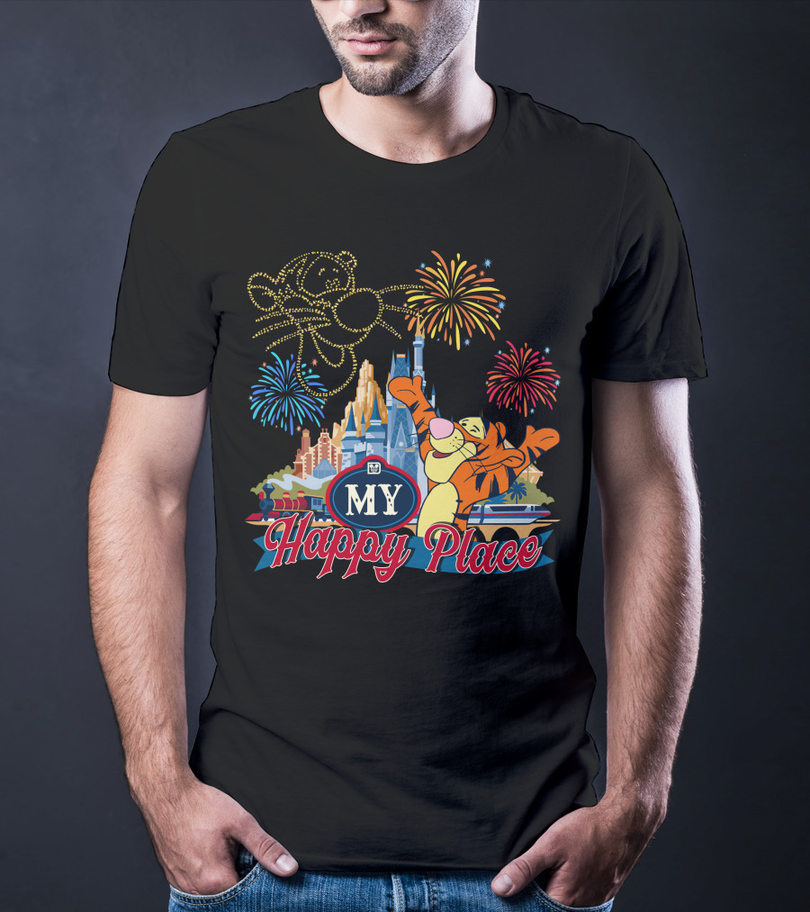 My Happy Place Tigger Castle Fireworks Celebration T-Shirt