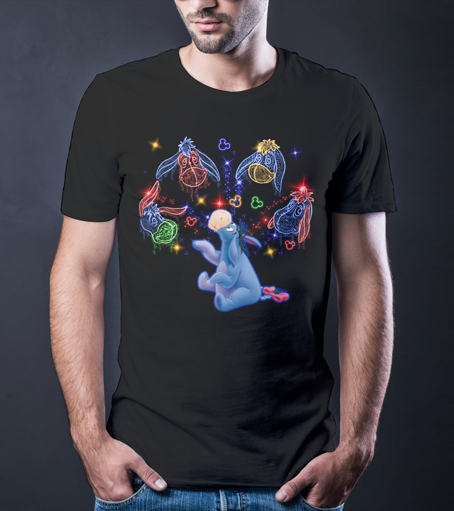 Eeyore Neon Disney Character Magic With Mickey Mouse Heads T-Shirt