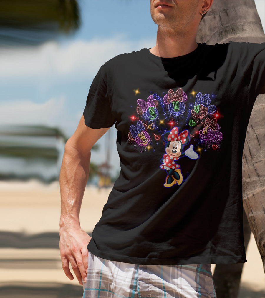 Disney Minnie Mouse Colorful Neon Lights Magic T-Shirt