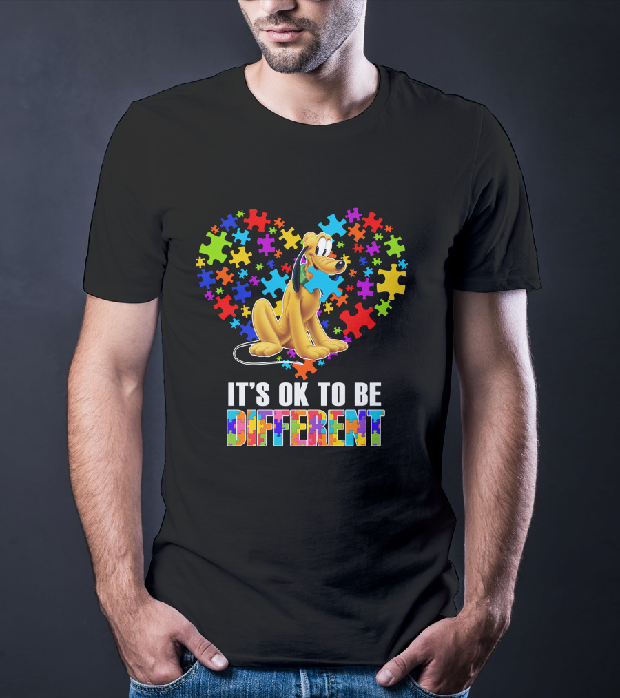 It's Ok To Be Different Pluto Puzzle Heart T-Shirt