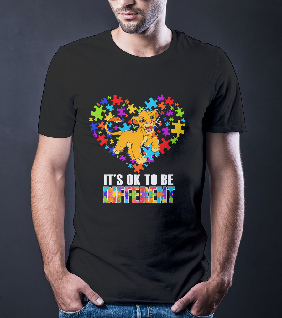 Simba It's Ok To Be Different Puzzle Heart T-Shirt