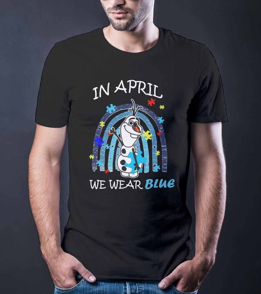 In April We Wear Blue Olaf Puzzle Pieces T-Shirt