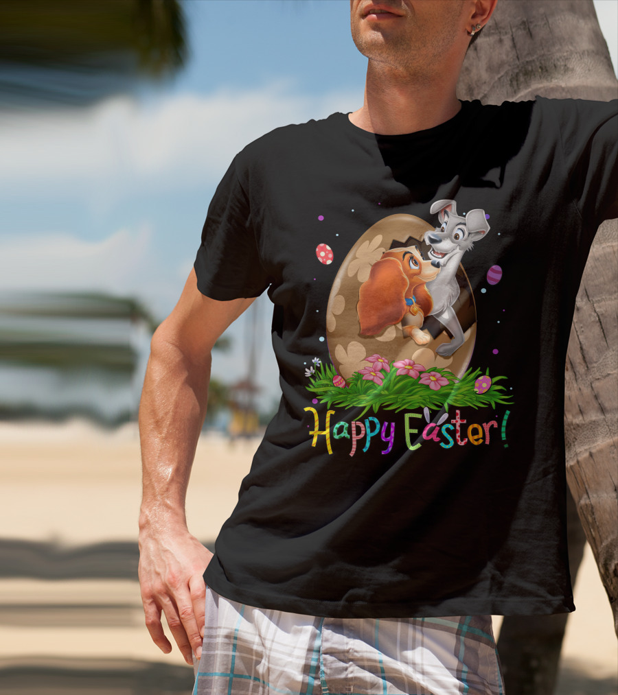 Happy Easter Lady And The Tramp Egg Scene T-Shirt