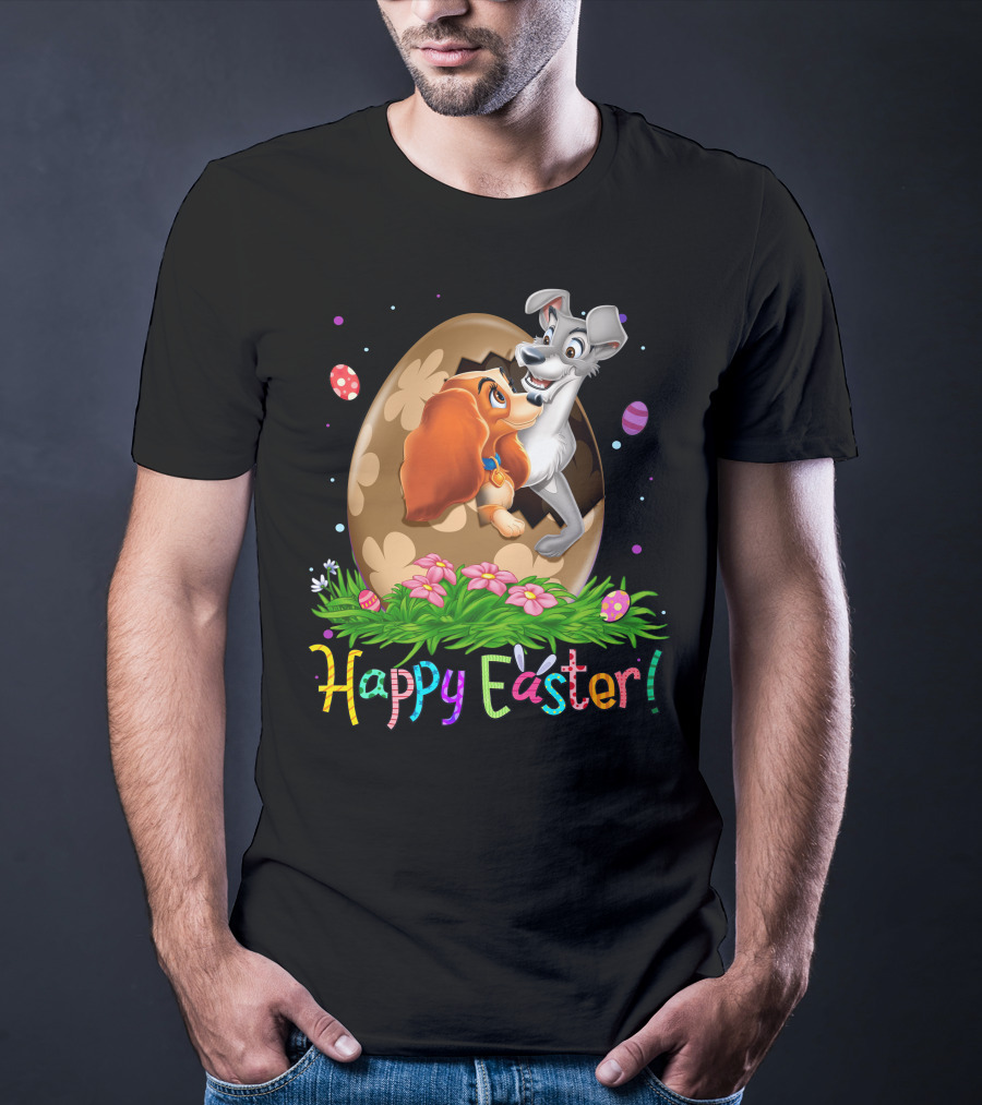 Happy Easter Lady And The Tramp Egg Scene T-Shirt