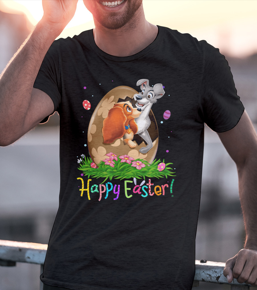 Happy Easter Lady And The Tramp Egg Scene T-Shirt