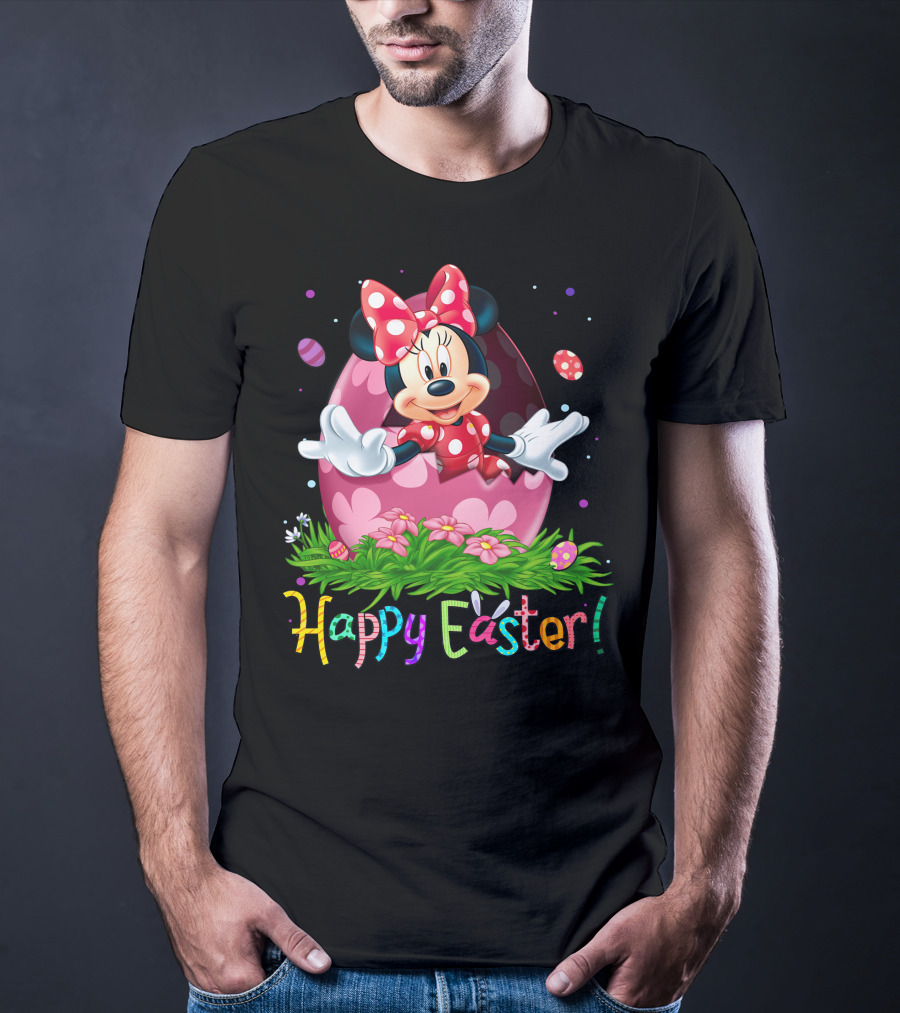 Happy Easter Minnie Mouse Pink Egg Celebration T-Shirt
