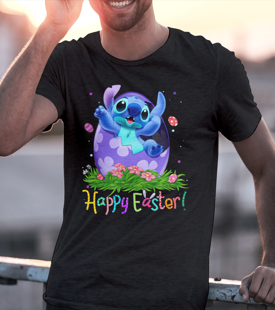Stitch Happy Easter Egg Celebration T-Shirt