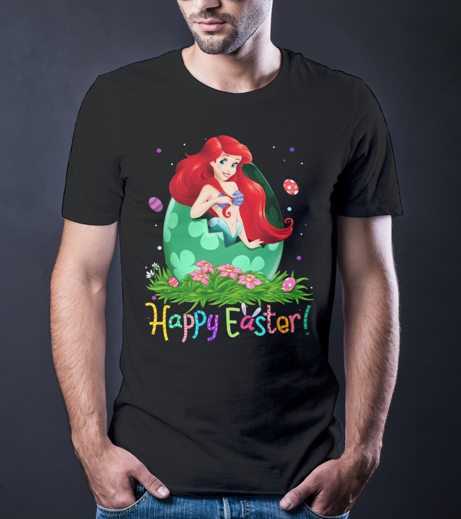 Happy Easter Ariel Egg And Flowers T-Shirt