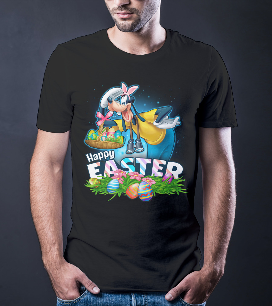 Goofy Happy Easter Basket Of Eggs T-Shirt