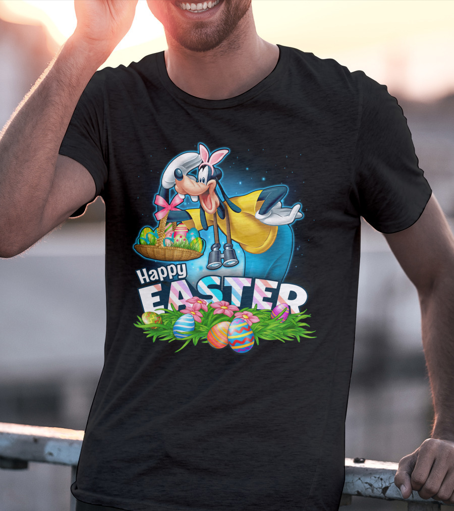 Goofy Happy Easter Basket Of Eggs T-Shirt