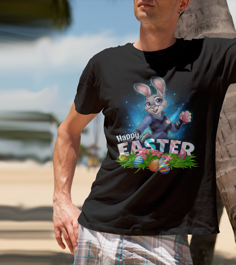 Happy Easter Judy Hopps With Colorful Easter Eggs T-Shirt