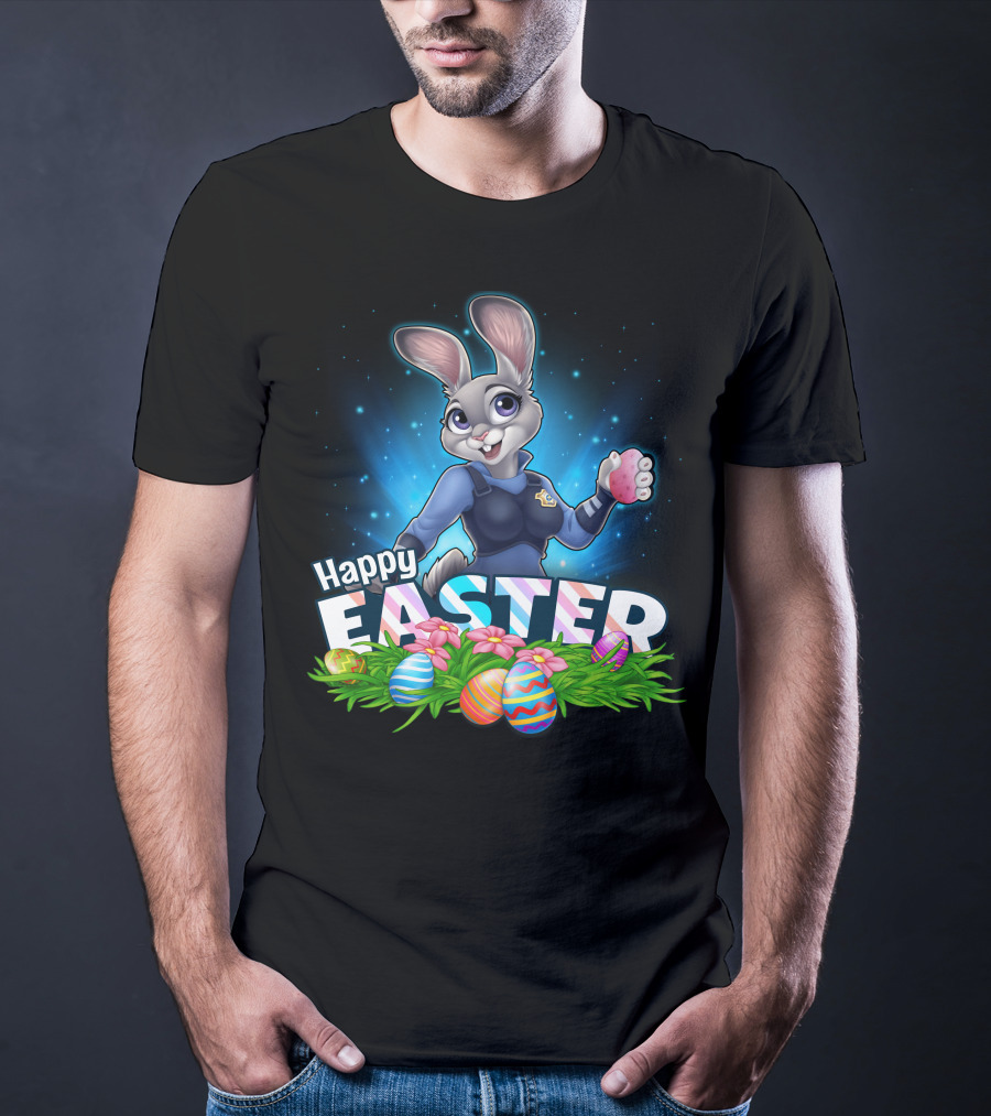 Happy Easter Judy Hopps With Colorful Easter Eggs T-Shirt