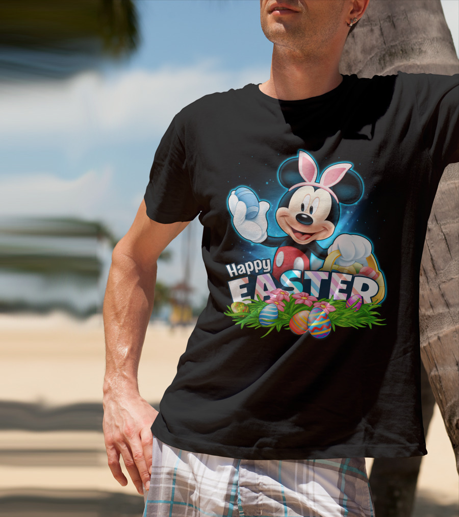 Mickey Mouse Happy Easter Bunny Ears Basket Eggs T-Shirt