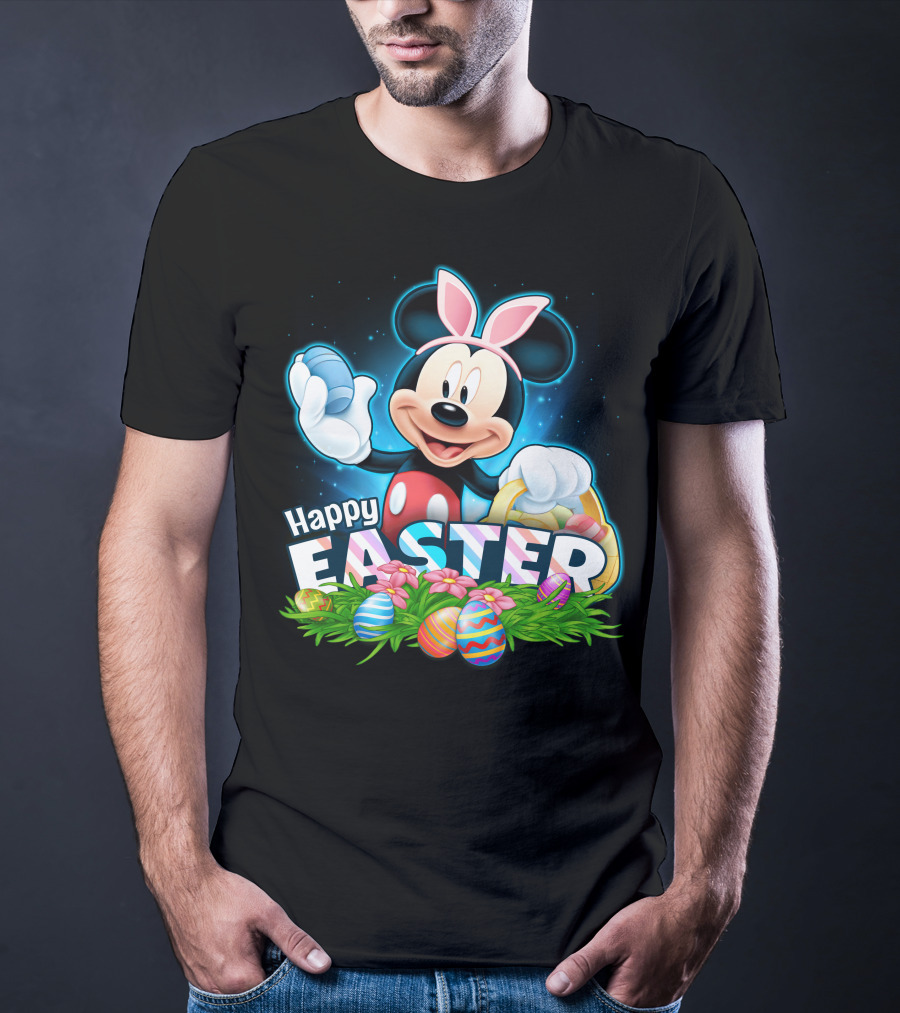 Mickey Mouse Happy Easter Bunny Ears Basket Eggs T-Shirt