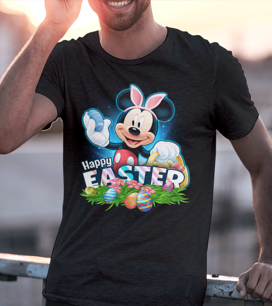 Mickey Mouse Happy Easter Bunny Ears Basket Eggs T-Shirt