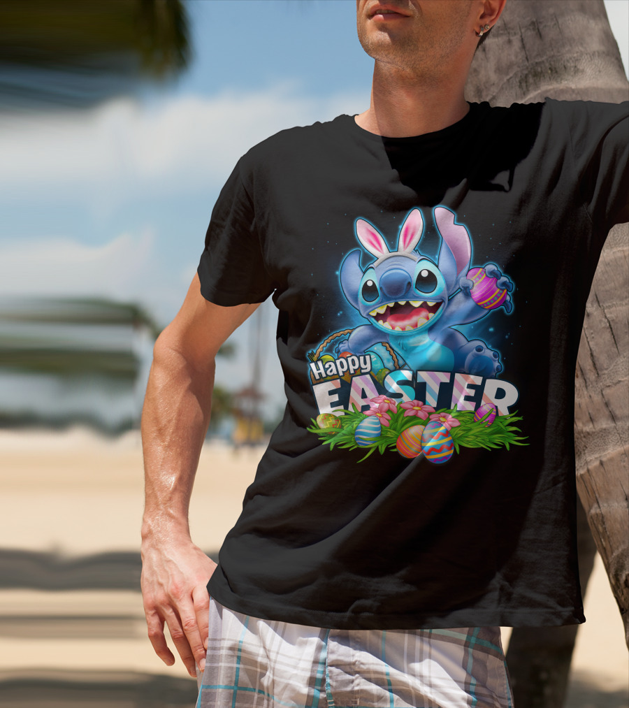 Happy Easter STITCH Easter Eggs Rabbit Ears T-Shirt