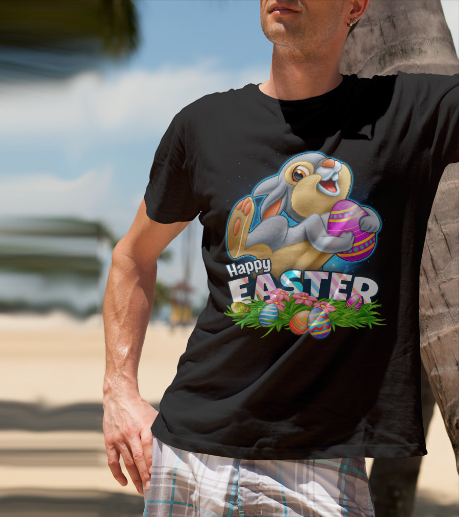 THUMPER Happy Easter Colorful Eggs And Bunny T-Shirt