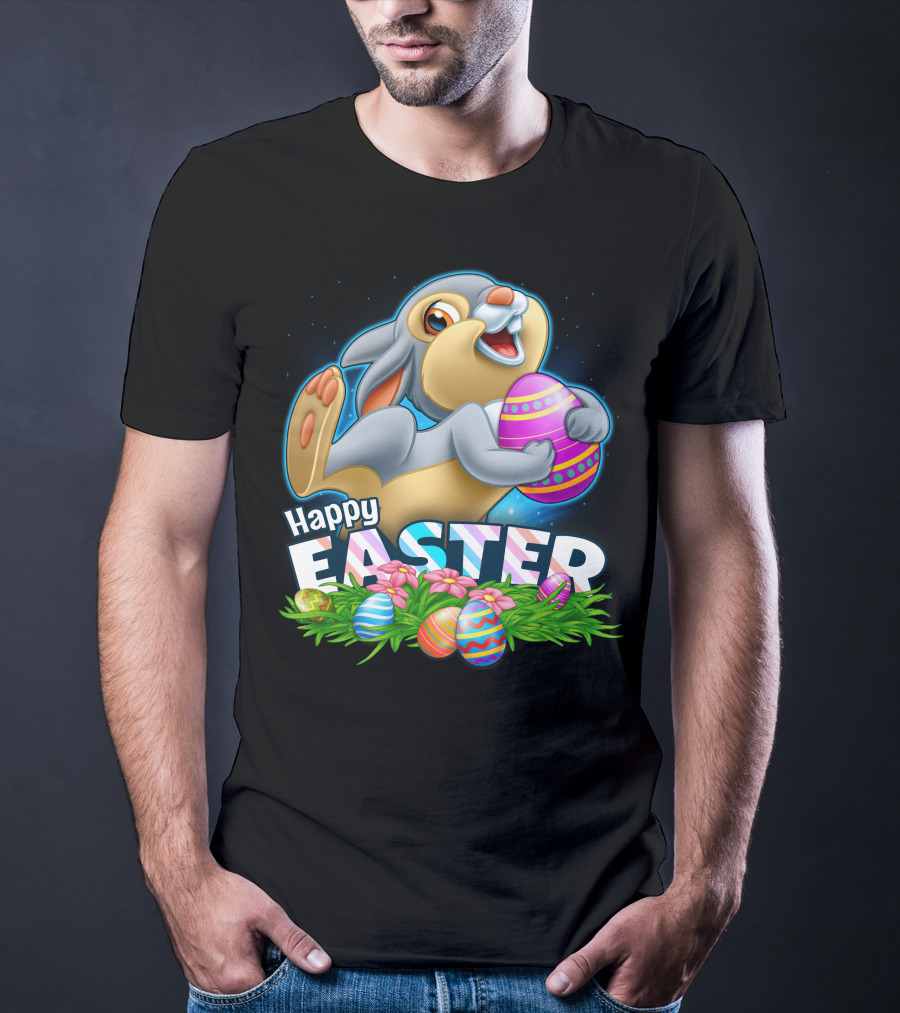 THUMPER Happy Easter Colorful Eggs And Bunny T-Shirt