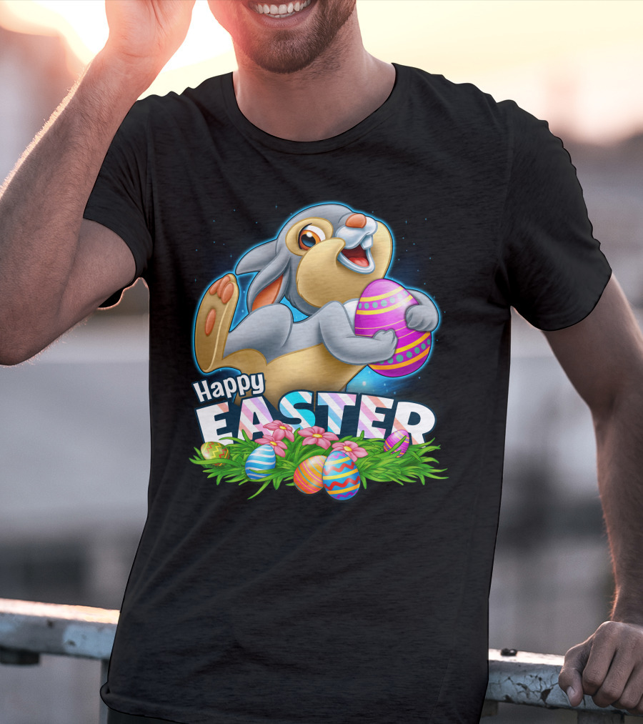 THUMPER Happy Easter Colorful Eggs And Bunny T-Shirt