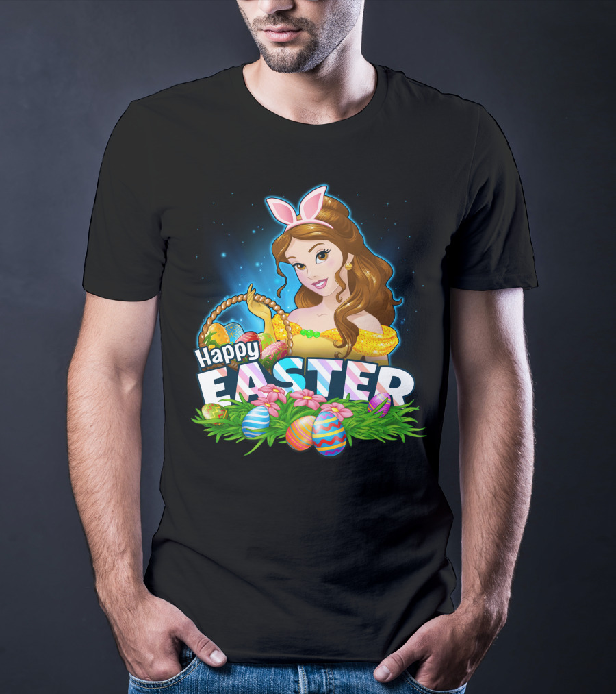 BELLA Happy Easter Basket With Decorative Eggs And Bunny Ears T-Shirt