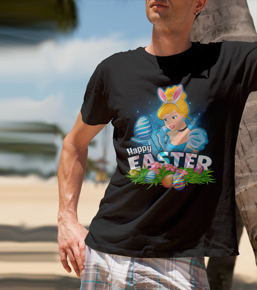 Cinderella Happy Easter Colorful Eggs And Bunny Ears T-Shirt
