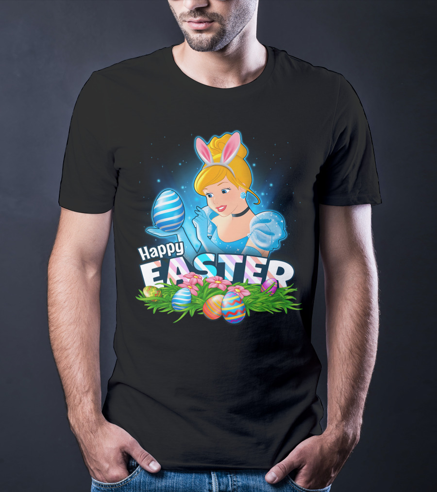 Cinderella Happy Easter Colorful Eggs And Bunny Ears T-Shirt
