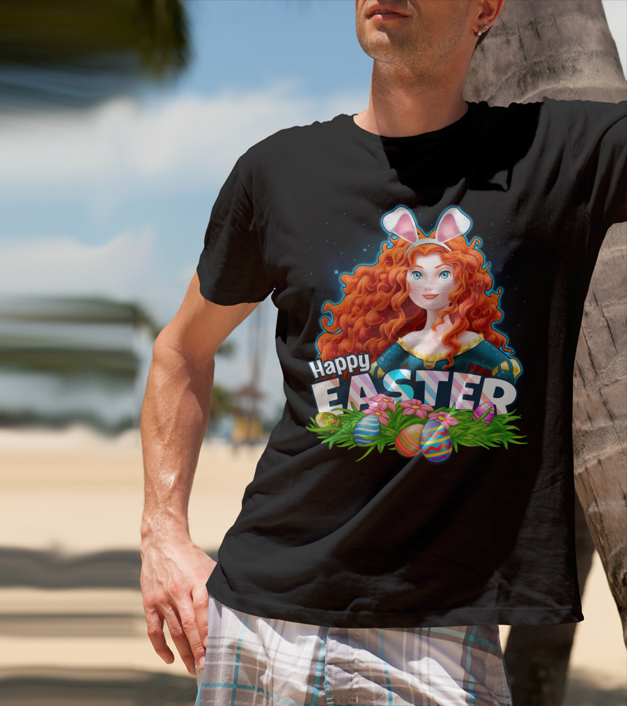 Merida Happy Easter With Bunny Ears And Easter Eggs T-Shirt