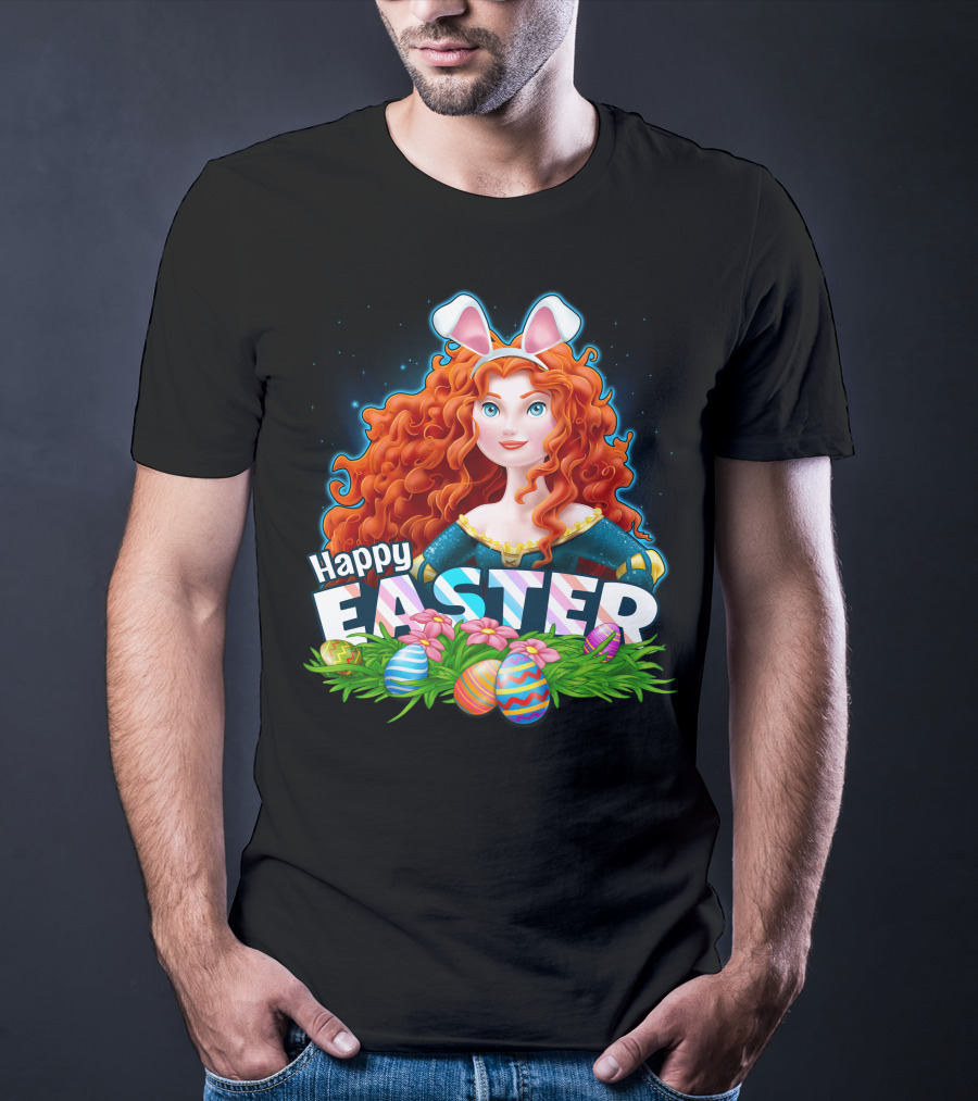 Merida Happy Easter With Bunny Ears And Easter Eggs T-Shirt
