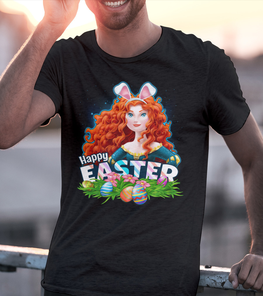 Merida Happy Easter With Bunny Ears And Easter Eggs T-Shirt