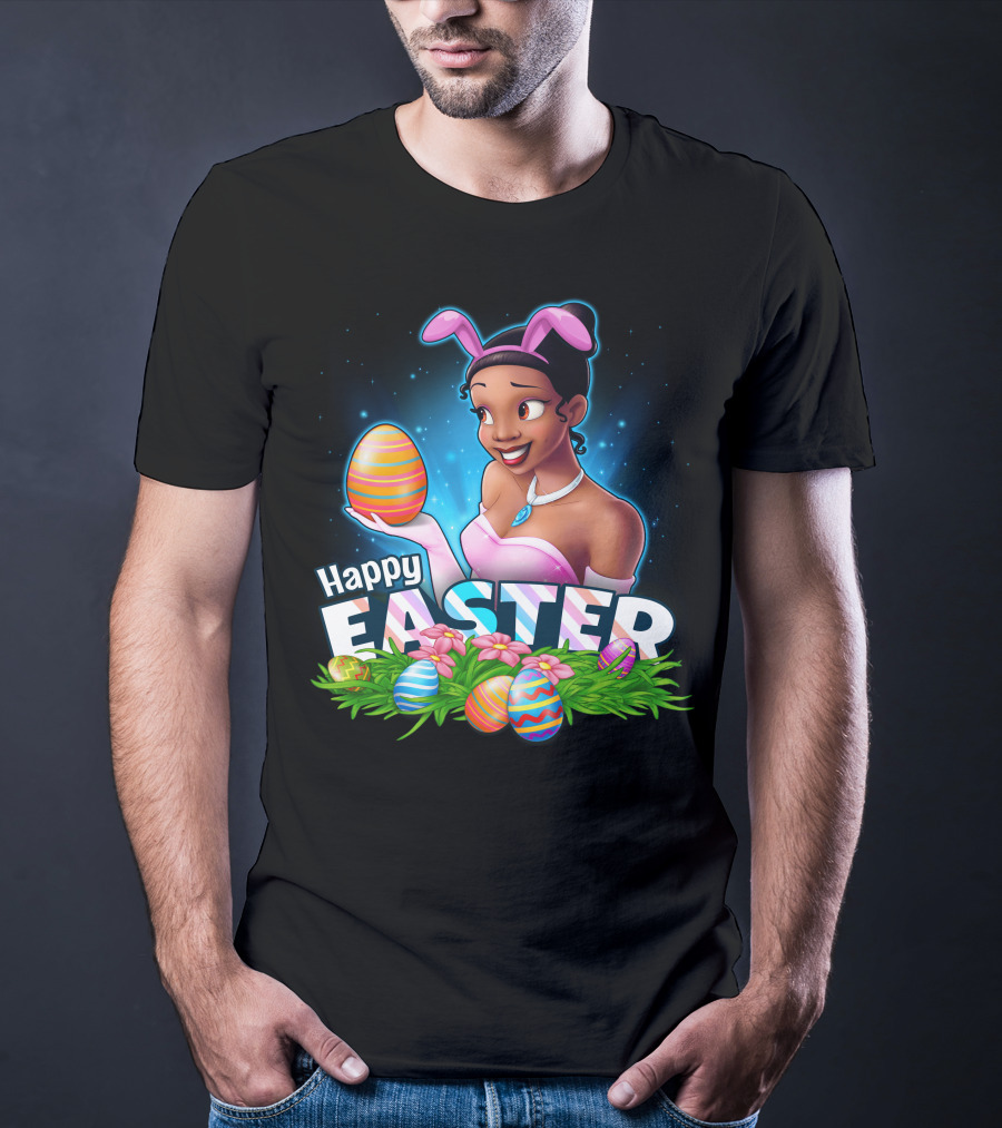 TIANA Happy Easter Colorful Eggs And Bunny Ears T-Shirt