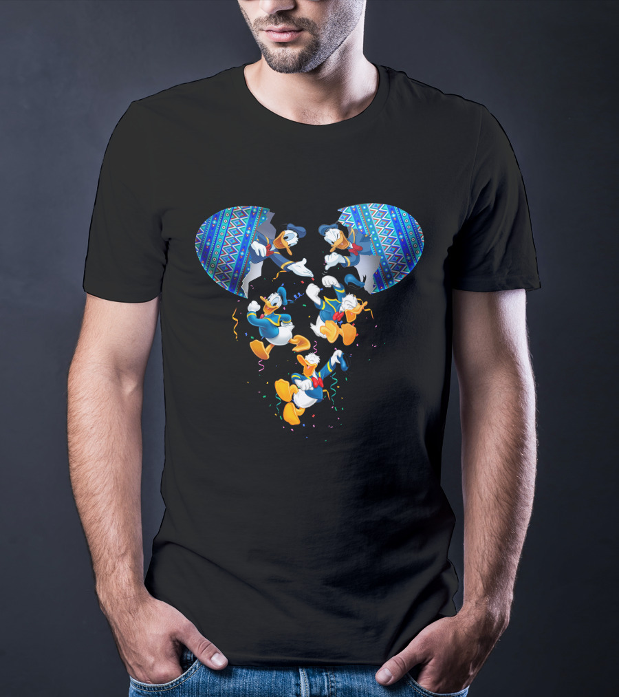 Donald Duck Mickey Mouse Head Pattern Celebration T-Shirt