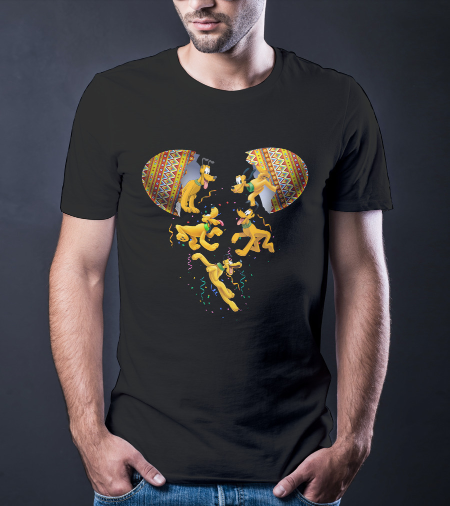 Mickey Mouse Pluto Celebratory Confetti Explosion T-Shirt