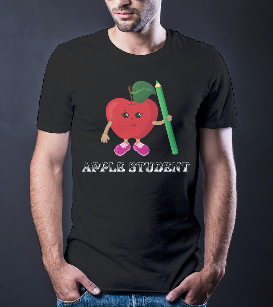 APPLE STUDENT Apple Character With Pencil T-Shirt