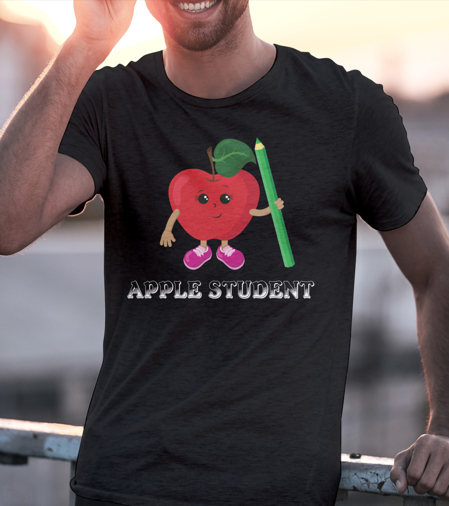 APPLE STUDENT Apple Character With Pencil T-Shirt