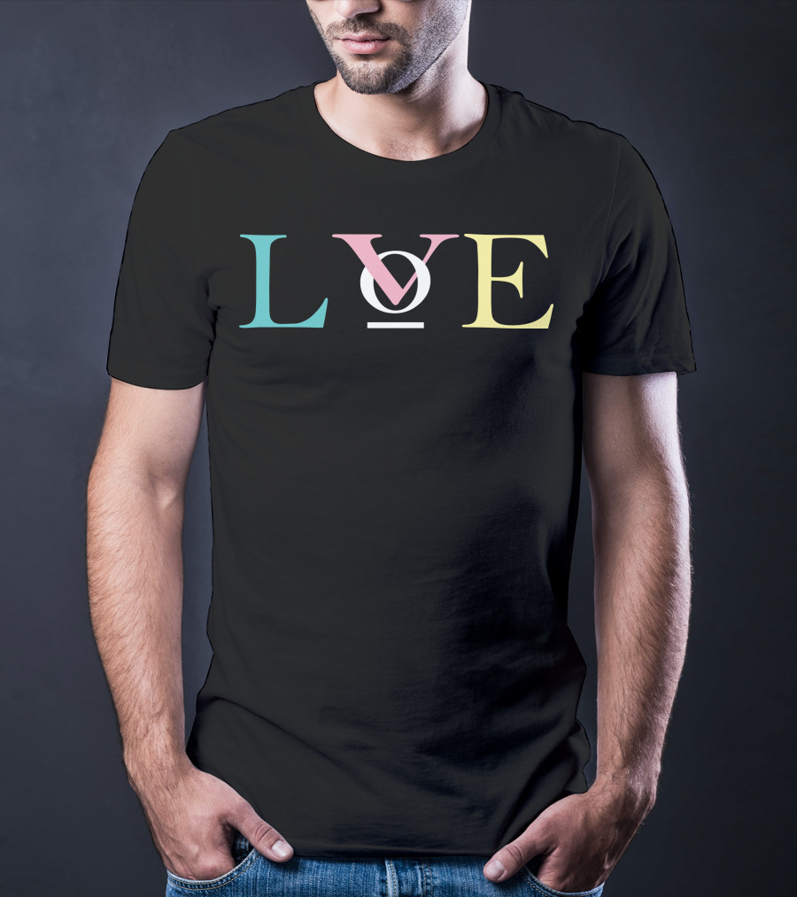 LOVE OV Letters With Pastel Colors And Circle T-Shirt