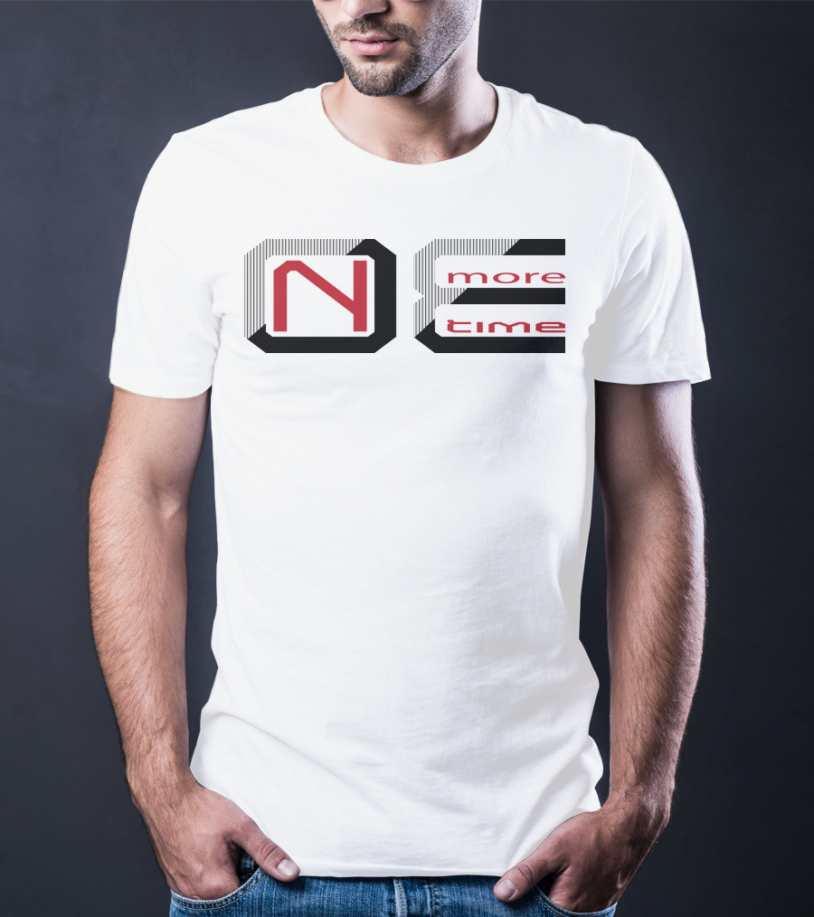 One More Time 1 Red And Black Striped Block Letters T-Shirt