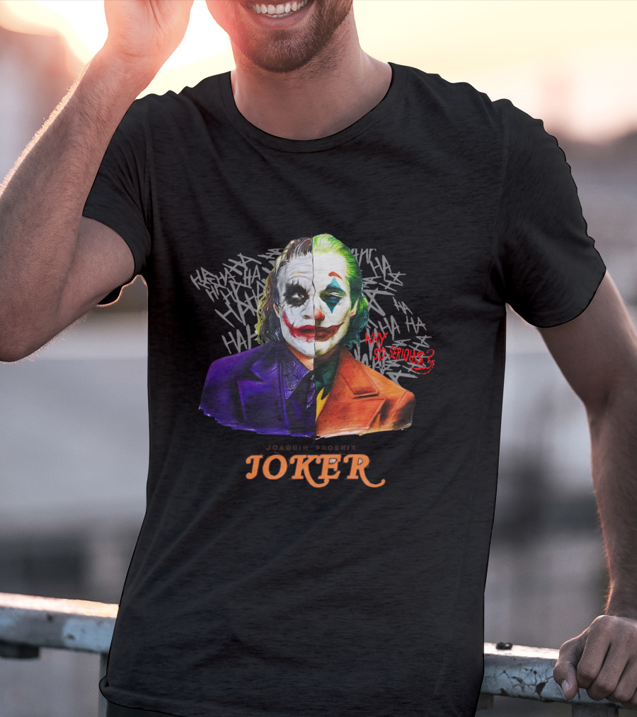Joker Why So Serious Split Joaquin Phoenix Heath Ledger T-Shirt