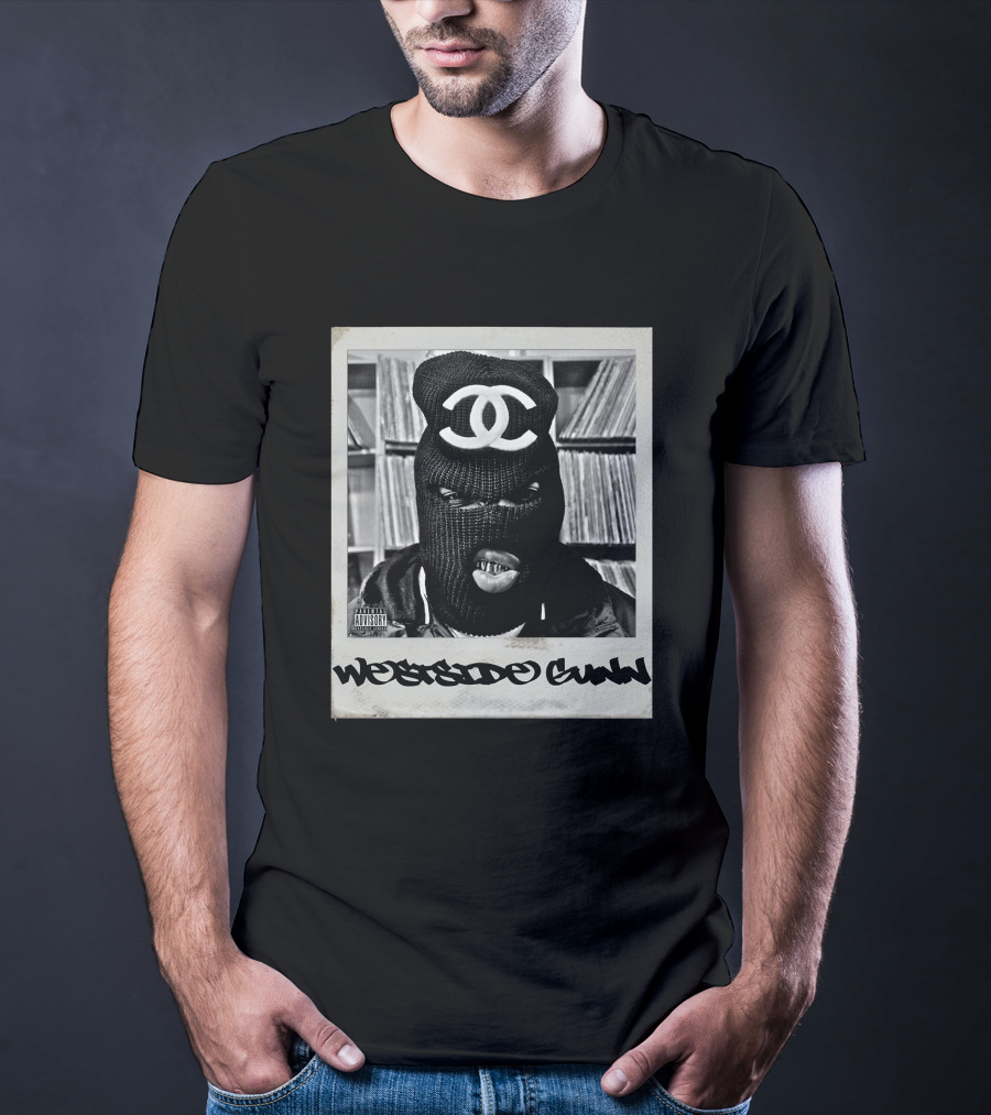 Westside Gunn Masked Polaroid Style With Record Collection T-Shirt
