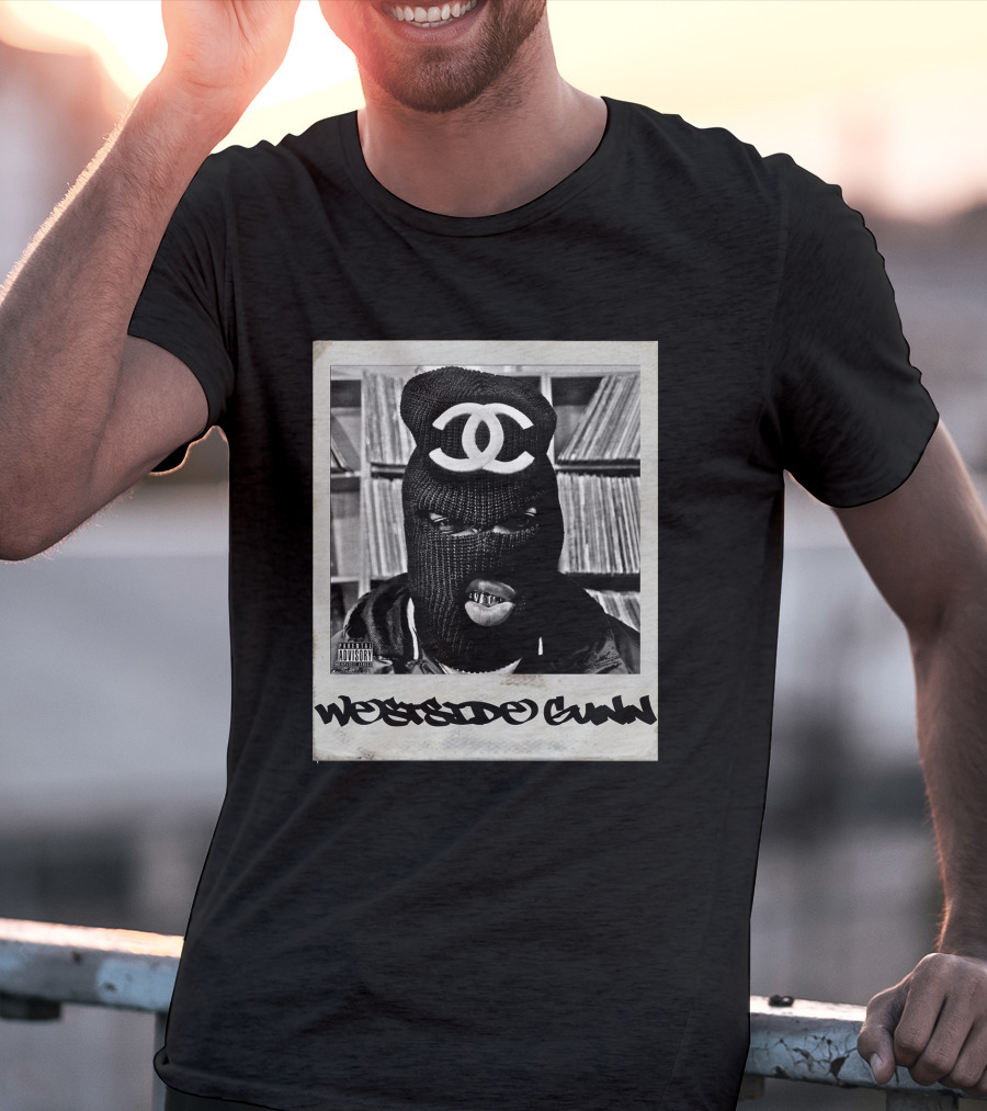 Westside Gunn Masked Polaroid Style With Record Collection T-Shirt
