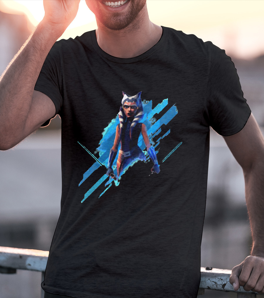 Ahsoka Tano Digital Blue Lightsaber T-Shirt