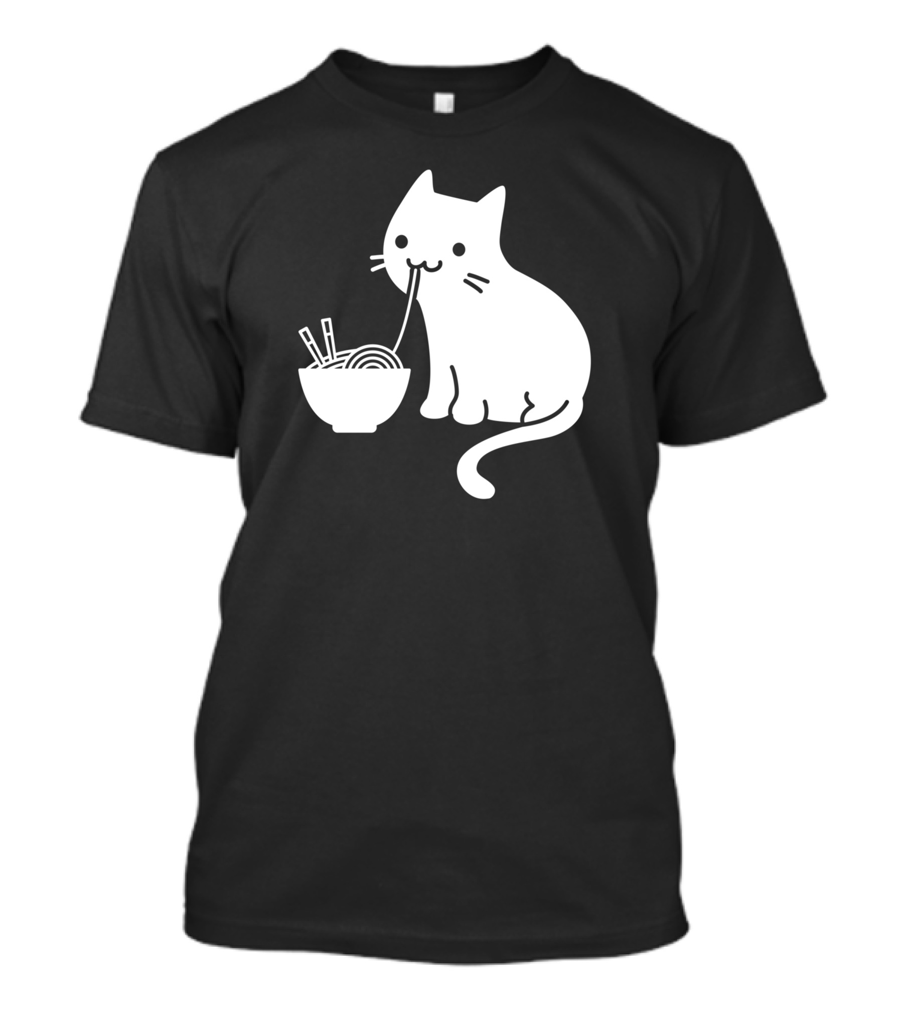 Chat Mignon Manger Ramen Essentiel Blanc Noir T-Shirt