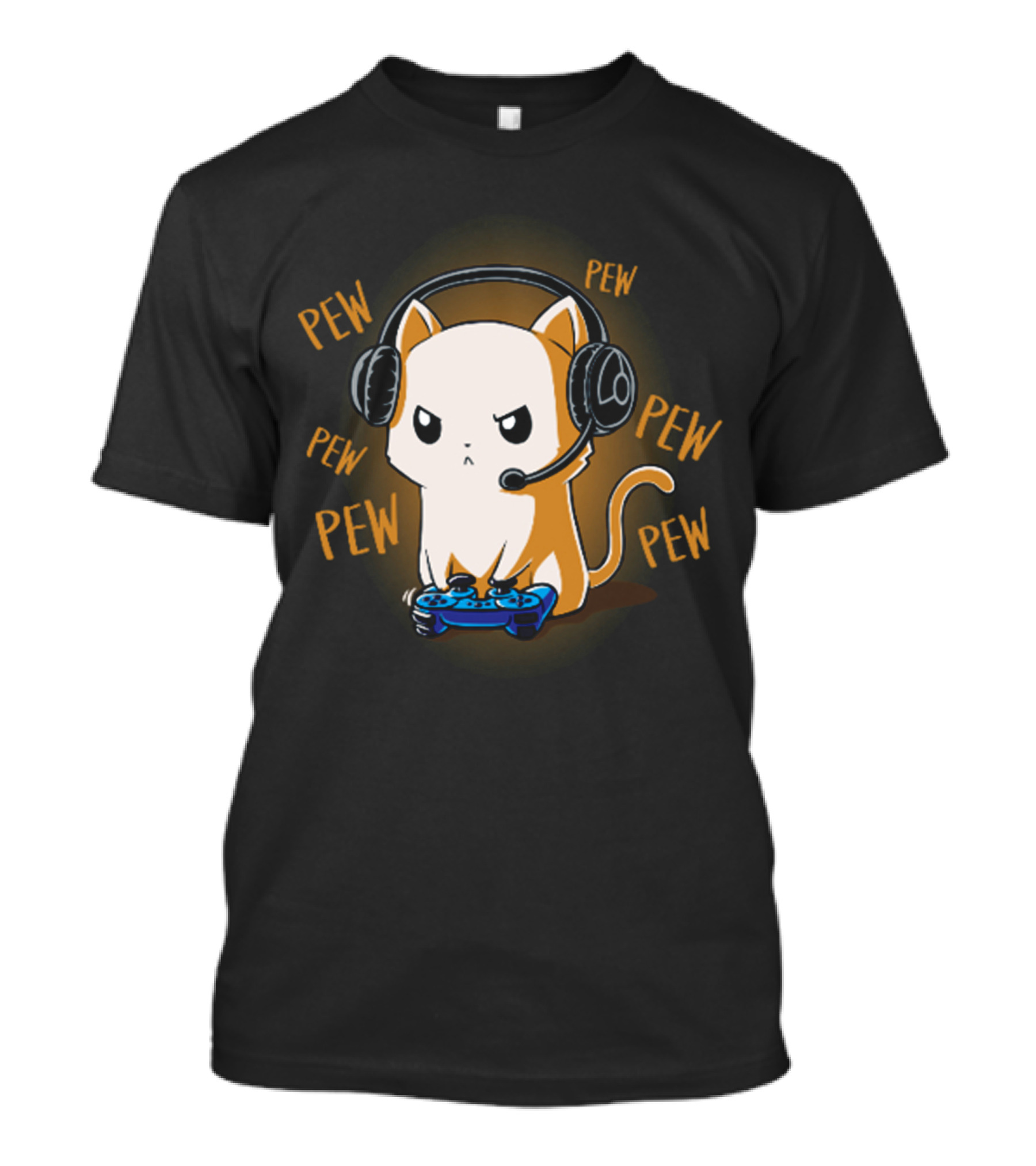Pew Pew Kitty Cat Gamer Kliban Cats Headset Controller T-Shirt