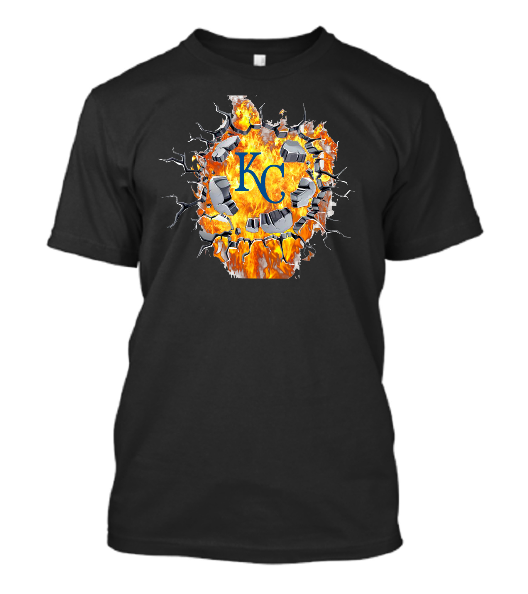 Kansas City Royals Kc Flaming Crackle T-Shirt
