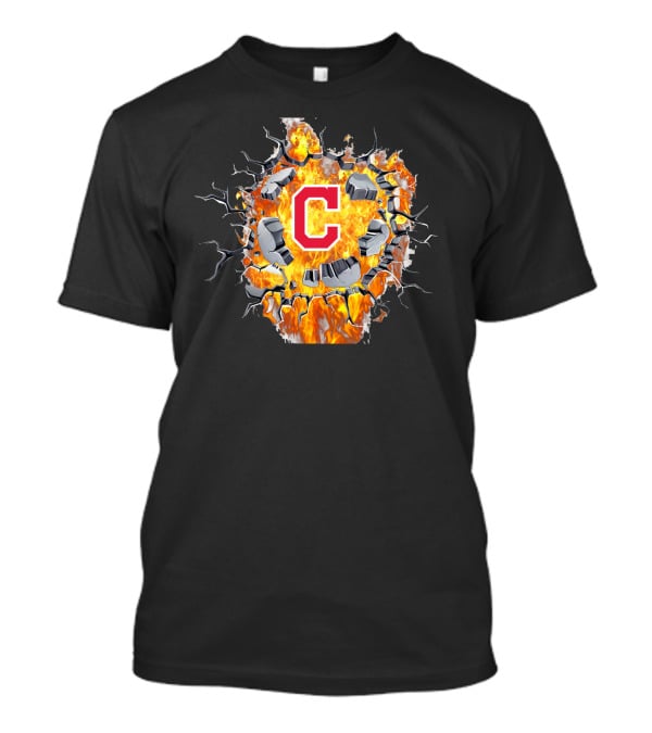Cleveland Indians Flaming Cracked C T-Shirt