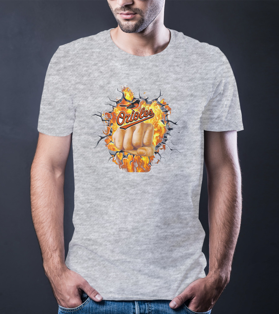 Orioles Fire And Steel Fist Burst T-Shirt
