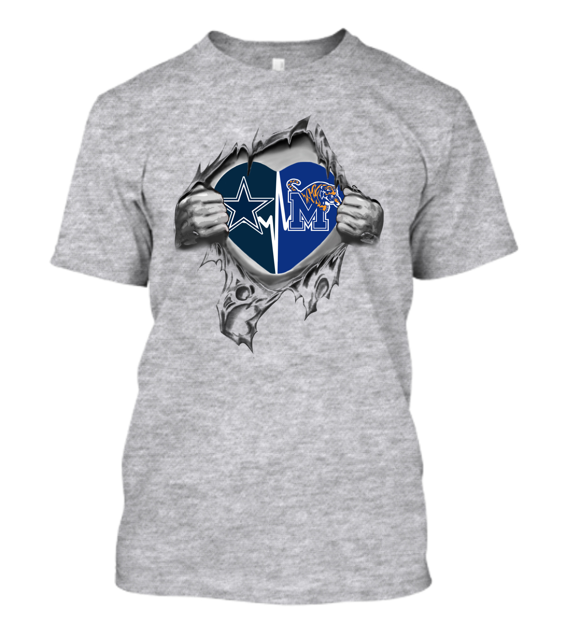 Cowboys Memphis Tigers Heart Logo Love Forever T-Shirt